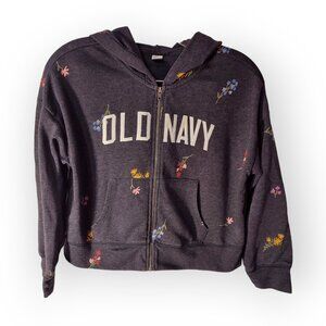 Girls Size 14/16 Old Navy Flower Crop Jacket Hoodie